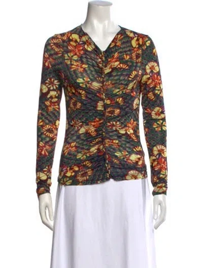 Pre-owned Ulla Johnson Floral Print V-neck Top In Multi