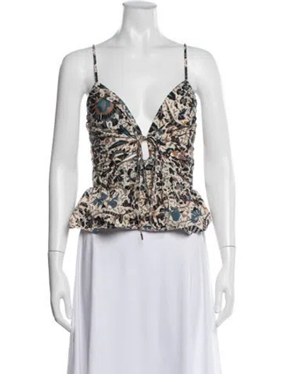 Pre-owned Ulla Johnson Floral Print V-neck Top In Purple