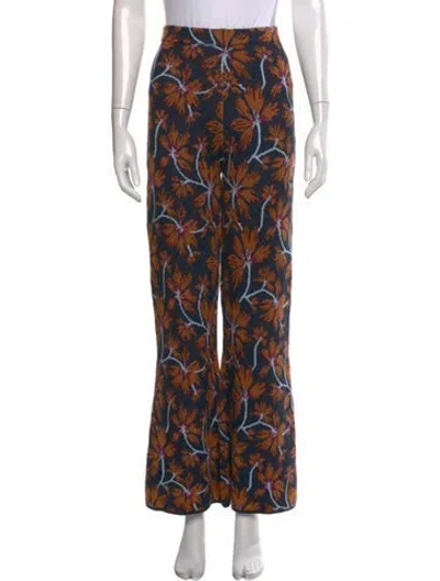 Pre-owned Ulla Johnson Floral Print Wide Leg Pants In Black