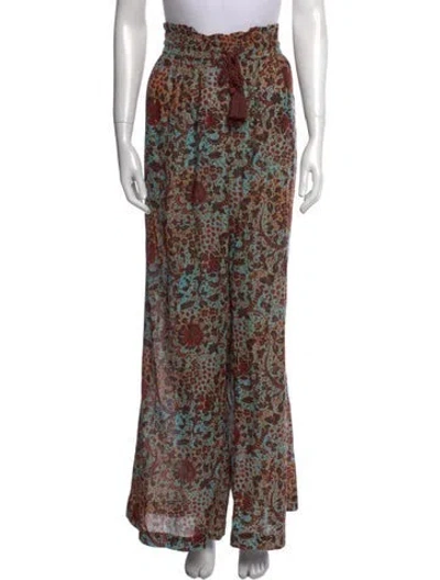 Pre-owned Ulla Johnson Floral Print Wide Leg Pants In Blue