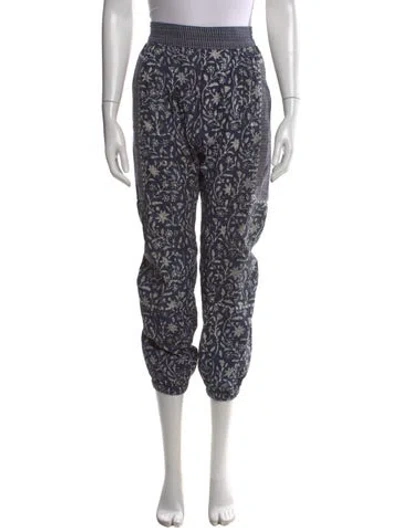 Pre-owned Ulla Johnson Floral Print Wide Leg Pants In Blue