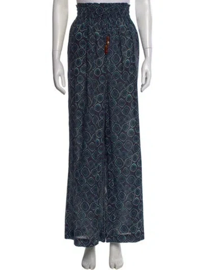 Pre-owned Ulla Johnson Floral Print Wide Leg Pants In Blue