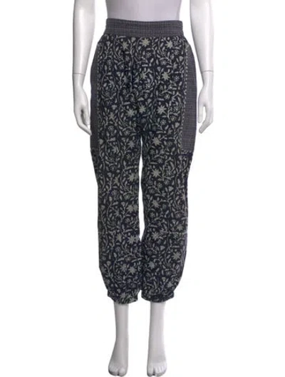 Pre-owned Ulla Johnson Floral Print Wide Leg Pants In Blue
