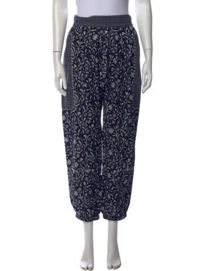 Pre-owned Ulla Johnson Floral Print Wide Leg Pants In Blue