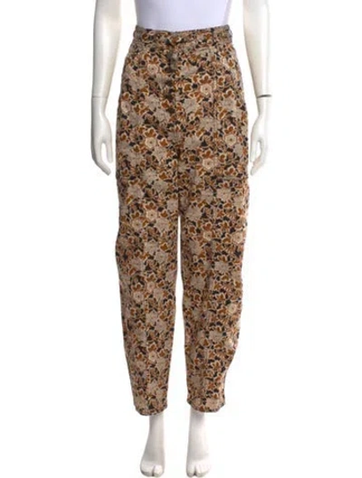 Pre-owned Ulla Johnson Floral Print Wide Leg Pants In Brown