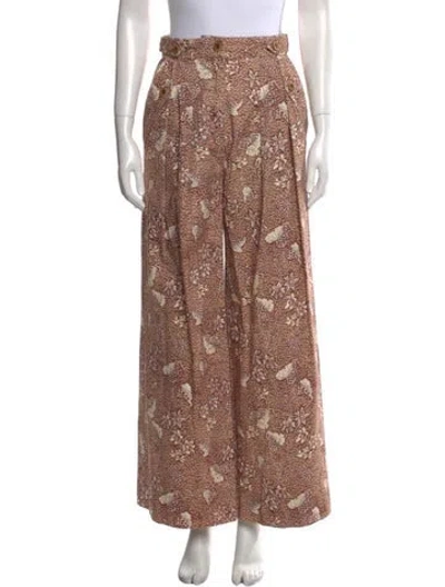 Pre-owned Ulla Johnson Floral Print Wide Leg Pants In Neutral
