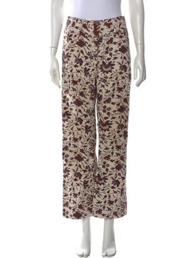 Pre-owned Ulla Johnson Floral Print Wide Leg Pants In Neutral