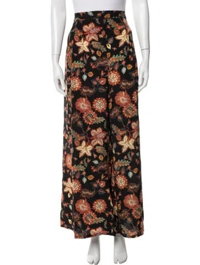Pre-owned Ulla Johnson Floral Print Wide Leg Pants In Neutral