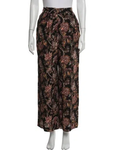 Pre-owned Ulla Johnson Floral Print Wide Leg Pants In Neutrals