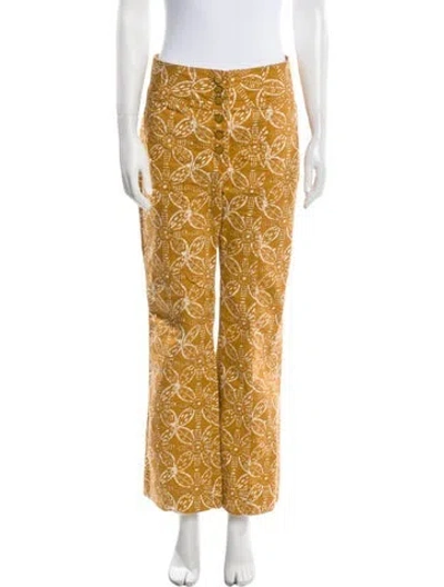 Pre-owned Ulla Johnson Floral Print Wide Leg Pants In Yellow