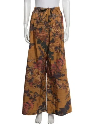 Pre-owned Ulla Johnson Floral Print Wide Leg Pants In Yellow
