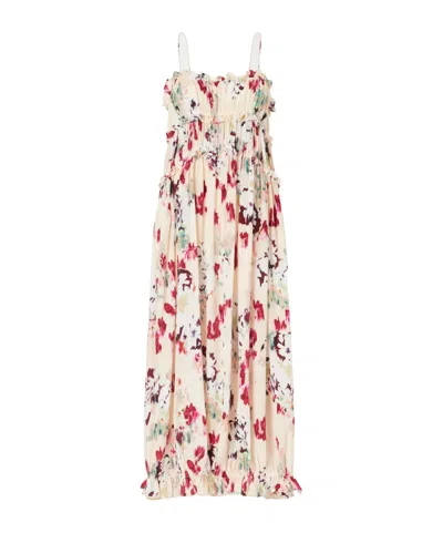 Ulla Johnson Floral-print Ruched Silk Maxi Dress In Multi