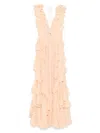 Ulla Johnson Florella Ruffle Sleeveless Silk Gown In Orange