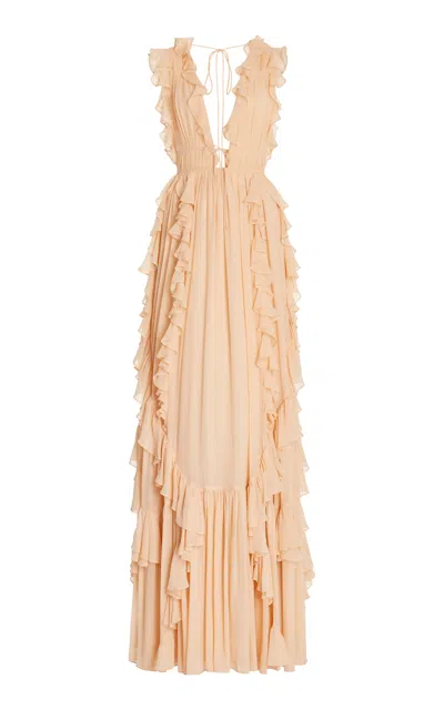 Ulla Johnson Florella Ruffled Silk Gown In Neutral