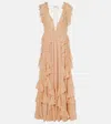 Ulla Johnson Florella Ruffle Sleeveless Silk Gown In Beige