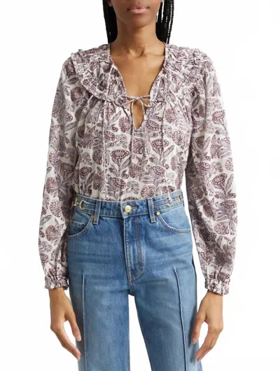 Ulla Johnson Florelle Long Sleeve Cotton Blouse In Meadow In Gold