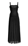 Ulla Johnson Florelle Ruched French Chantilly Lace Maxi Dress In Black