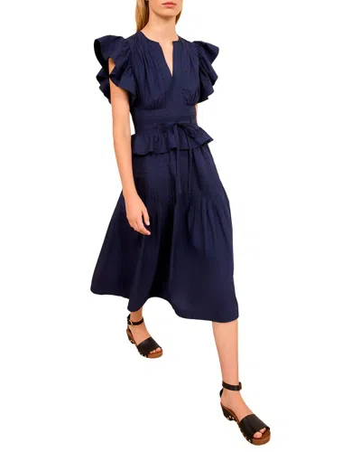 Ulla Johnson Florence Flutter Sleeve Midi Dress In Black