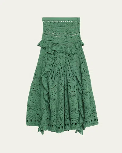 Ulla Johnson Florette Crochet Maxi Skirt In Green