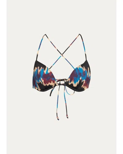 Ulla Johnson Floria Ikat Tie Bikini Top In Alloy