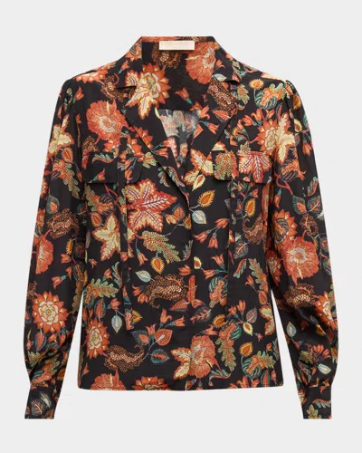 Ulla Johnson Florian Floral-print Silk Blouse In Hellebore
