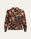 Shop Ulla Johnson Florian Floral-print Silk Blouse In Hellebore