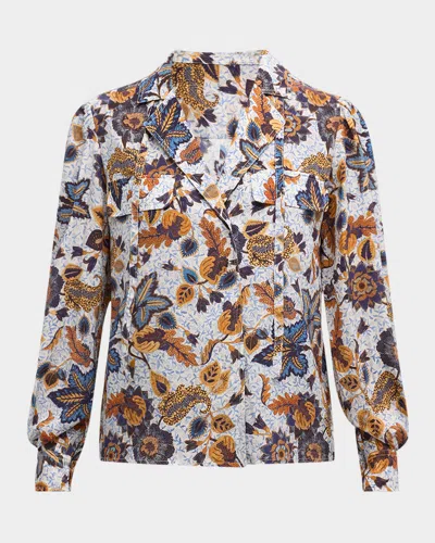 Ulla Johnson Florian Floral-print Silk Blouse In Jasmine