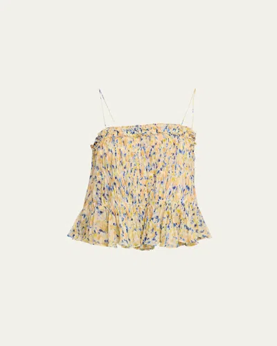 Ulla Johnson Florian Floral Silk Chiffon Top In Yellow