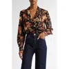 Ulla Johnson Florian Long Sleeve Silk Top In Hellebore