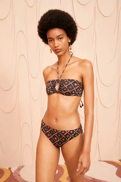 Ulla Johnson Flynn Cutout Printed Halterneck Bikini Top In Bronzite