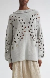 Ulla Johnson Vanessa Cutout Pullover Sweater In Gray