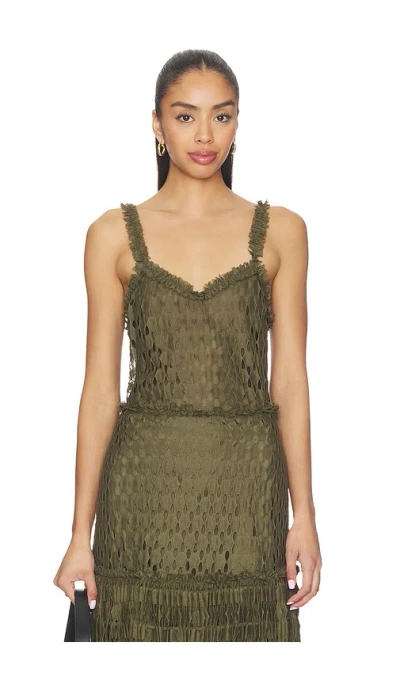 Ulla Johnson Francoise Lace Tank Top In Green