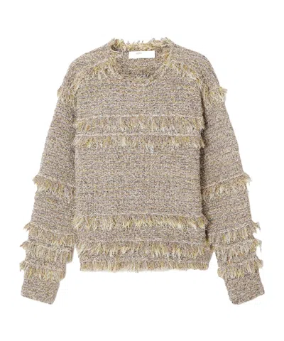 Ulla Johnson Frayed Metallic Tweed Sweater In Neutral