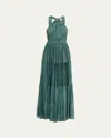 Ulla Johnson Freesia Sleeveless Silk Chiffon Gown In Green