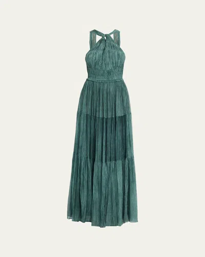 Ulla Johnson Freesia Sleeveless Silk Chiffon Gown In Green