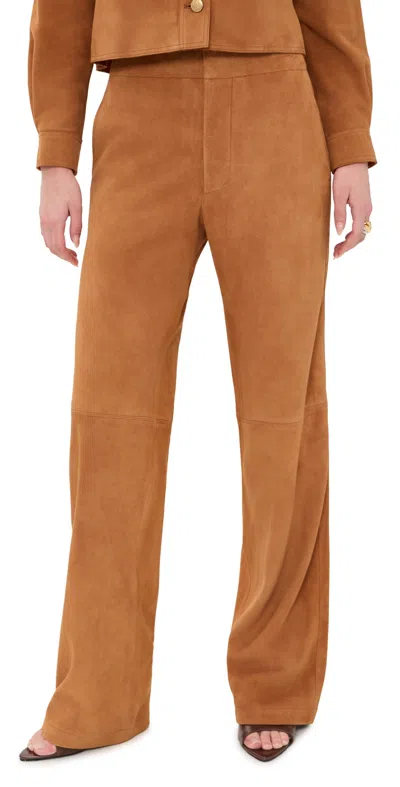 Ulla Johnson Freja Suede Pants Cognac In Brown