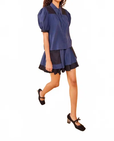 Ulla Johnson Freja Top In Twilight Colorblock In Blue