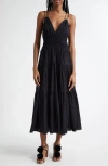 Ulla Johnson Freya Circle Jacquard Tiered Cotton Dress In Noir