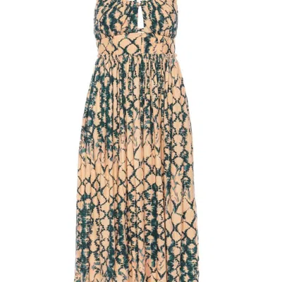 Ulla Johnson Freya Cotton Adjustable Strap Cut Out Midi Dress Fossil In Multi