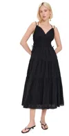 Ulla Johnson Freya Circle Jacquard Tiered Cotton Dress In Noir