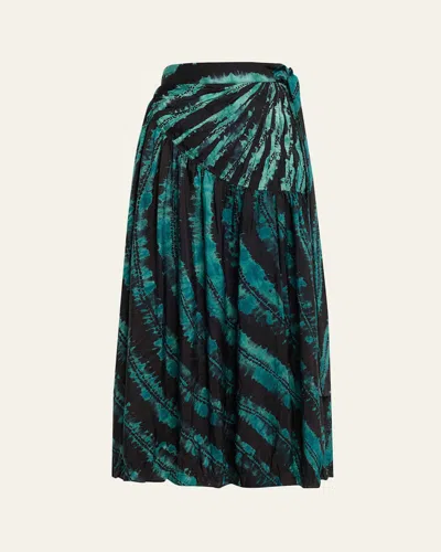 Ulla Johnson Freya Shibori Tie-dye Midi Skirt In Blue