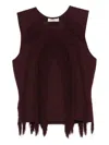 Ulla Johnson Bonnie Sleeveless Fringe Knit Top In Burgundy