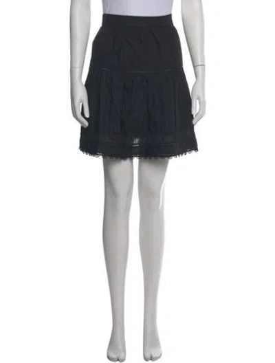 Pre-owned Ulla Johnson Fringe Trim Accent Mini Skirt In Blue