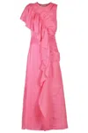 Ulla Johnson Lali Ruched Wild Hibiscus Maxi Dress In Pink