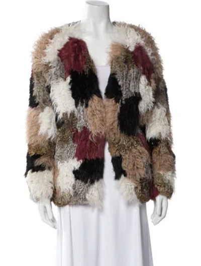 Pre-owned Ulla Johnson Fur Colorblock Pattern Fur Jacket