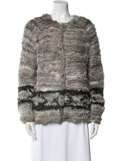 Pre-owned Ulla Johnson Fur Printed Fur Jacket In Gray