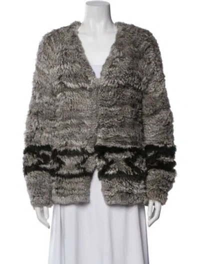 Pre-owned Ulla Johnson Fur Tweed Pattern Fur Jacket In Grey