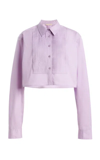 Ulla Johnson Gabriella Cotton Cropped Blouse In Purple