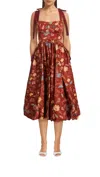 Ulla Johnson Gabrielle Cutout Tie-detailed Floral-print Matte-satin Dress In White