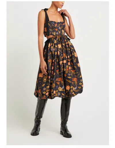 Pre-owned Ulla Johnson Gabrielle Floral Ribbon Silk Dress Sz 4 In Odessa